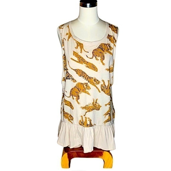 Chaser Tiger Ruffle Tank Top women’s small Anthropologie Style bohemian chic - Picture 1 of 2